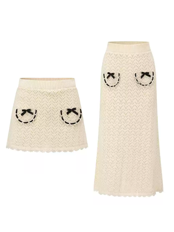 Coquette Knit Skirt with Lace Heart Pockets