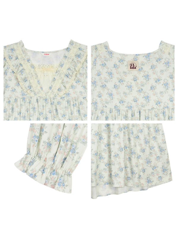 Blue Garden Vintage Lace Nightgown