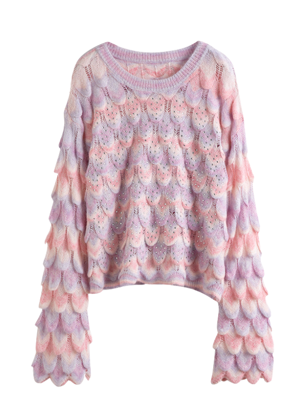 Dreamy Pastel Mermaid Scales Knit Sweater