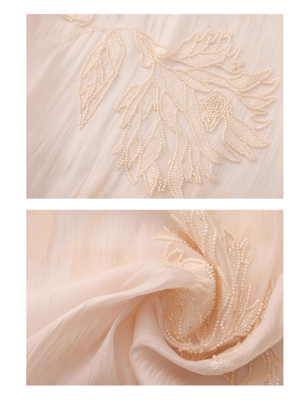 Blush Petal Embroidered Chiffon Dress