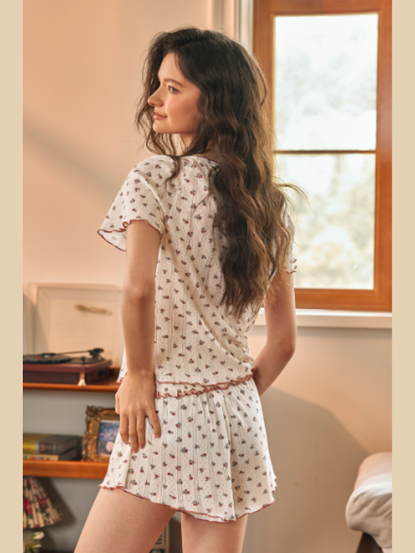 Cherry Blossom Delight Short Pajama Set