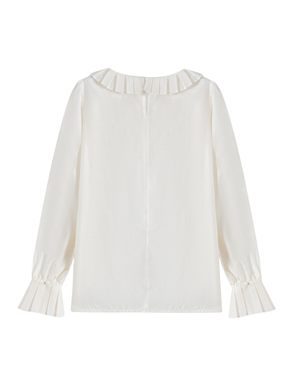 Pleated Collar Embroidered Blouse