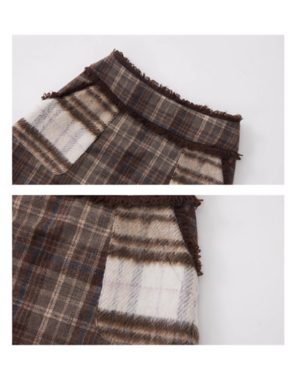 Vintage Plaid Pocket Maxi Skirt