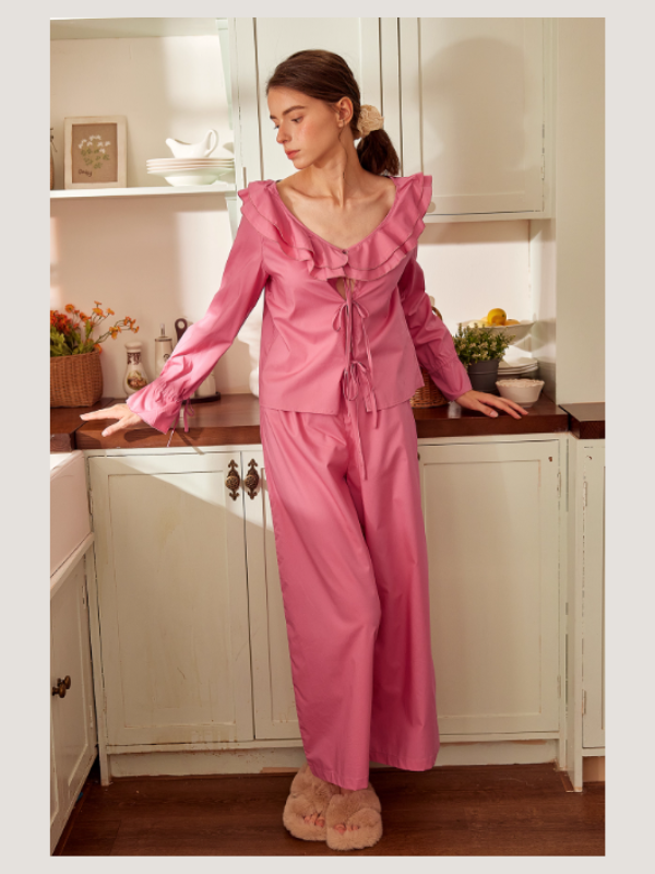 Rose Garden Ruffle Tie Loungewear Set