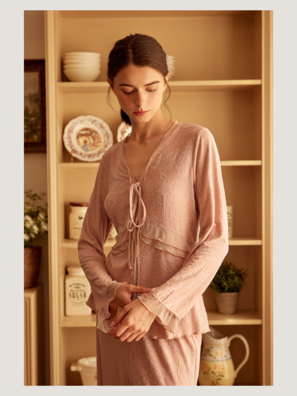 Blush Whisper Lace Loungewear Set