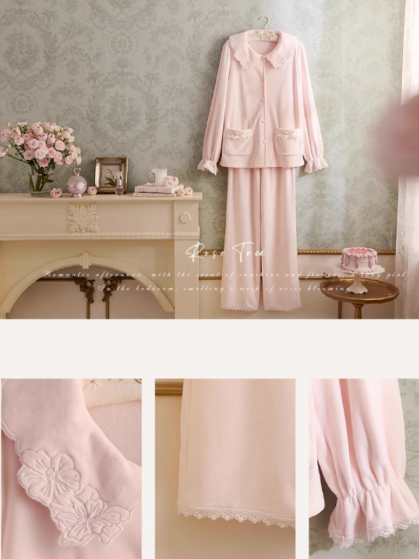 Velvet Petal Collar Loungewear Set