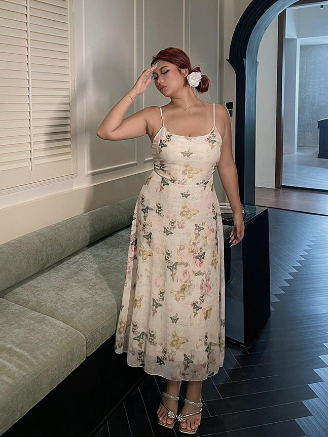 Butterfly Garden Sheer Slip Dress & Cardigan