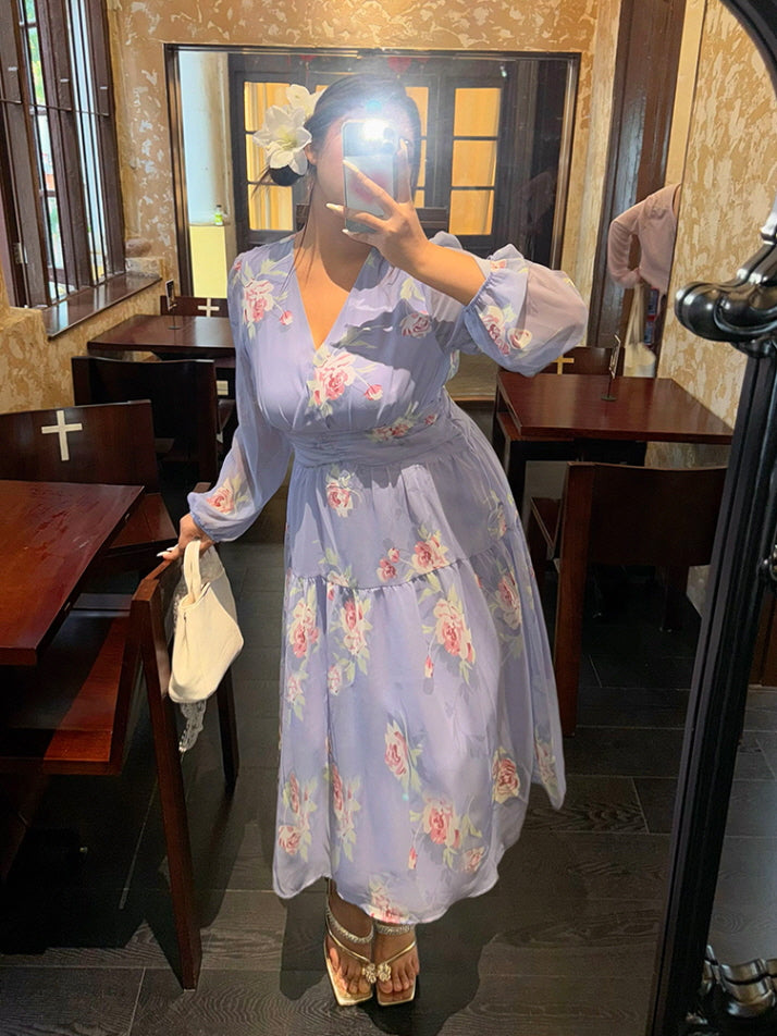 Lavender Rose Garden Chiffon Dress