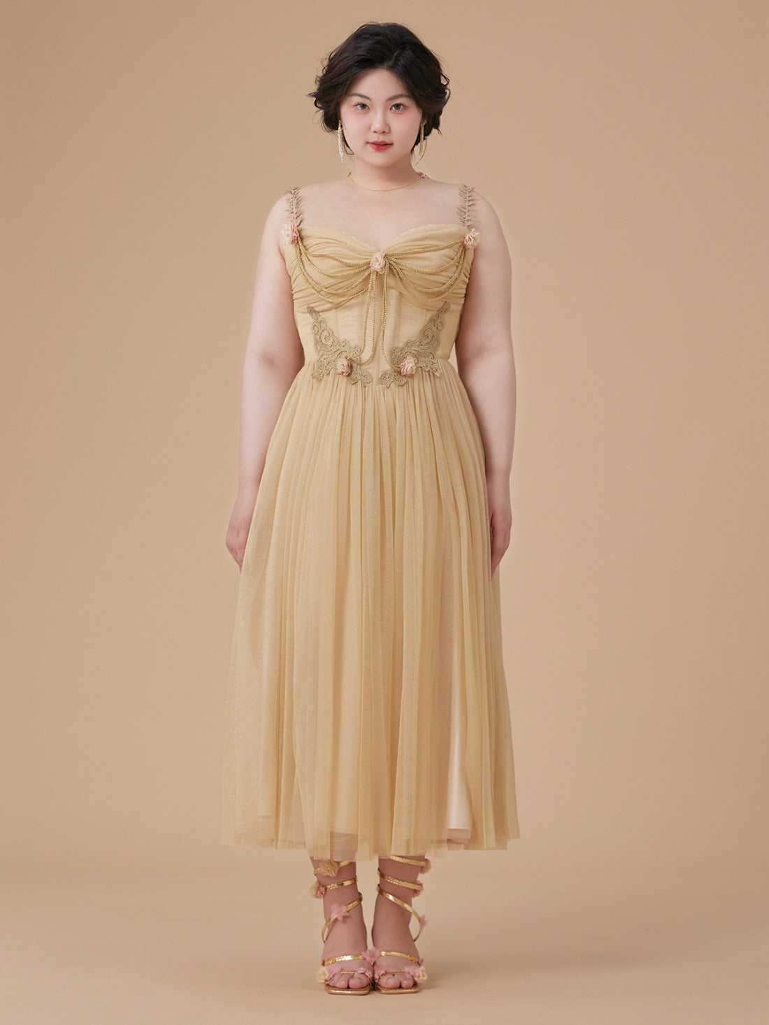 Golden Blossom Corset Dress