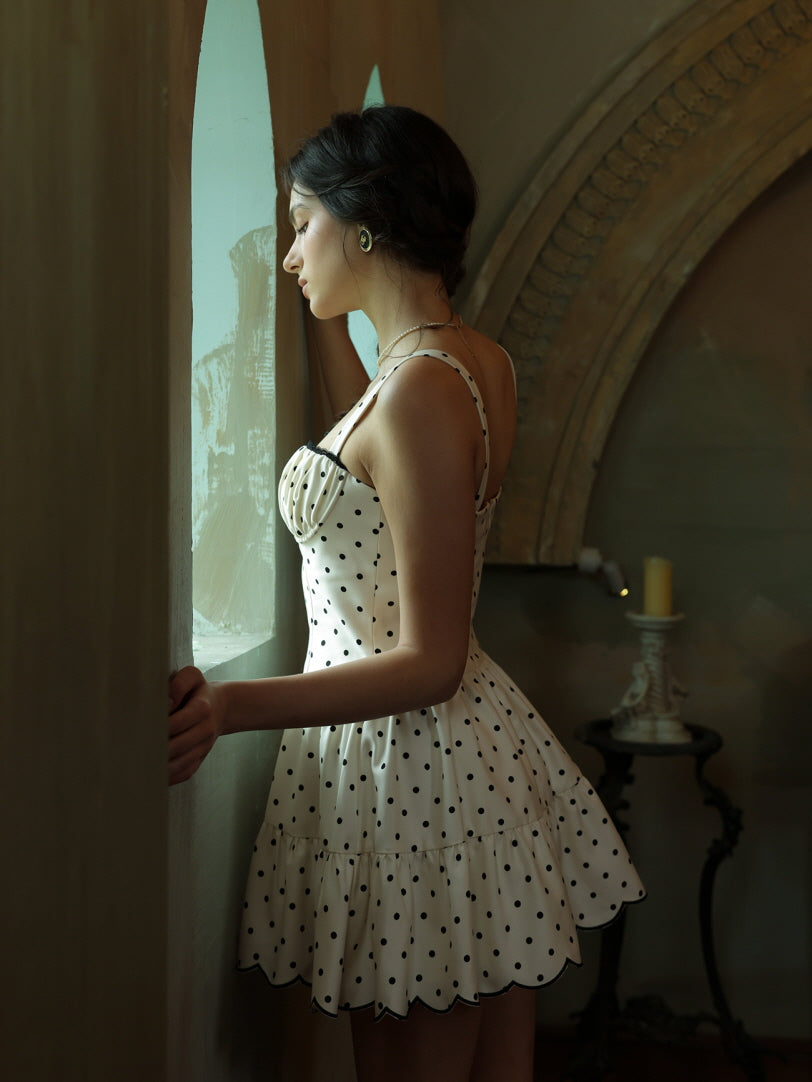 Vintage Polka Dot Bustier Mini Dress