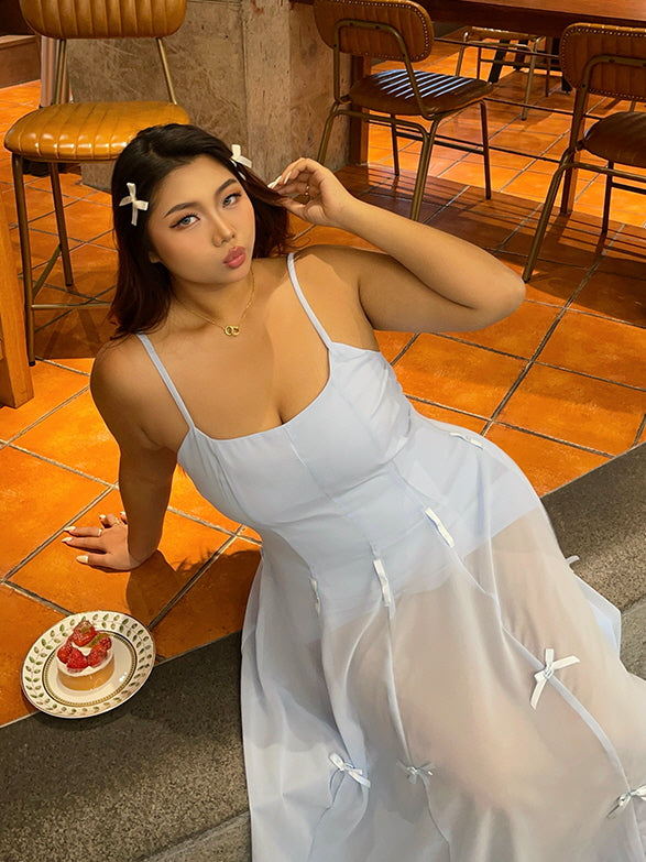 Blue Ribbon Balloon Hem Dress