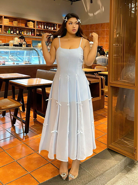 Blue Ribbon Balloon Hem Dress