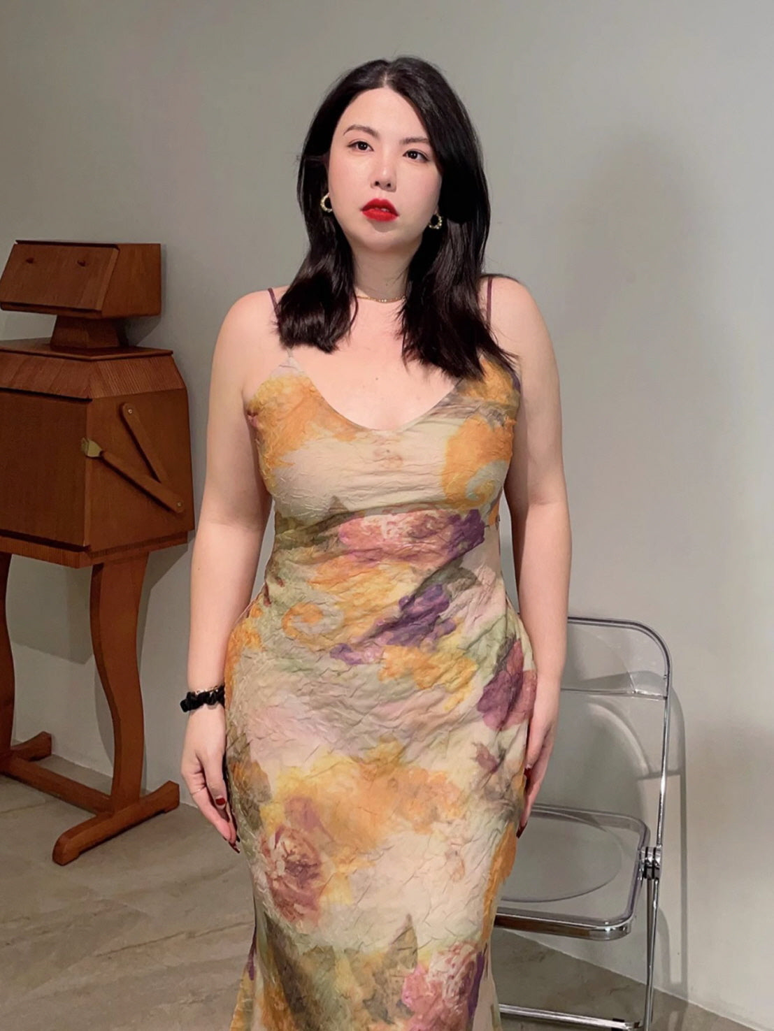 Plus Size Watercolor Garden Rose Dress