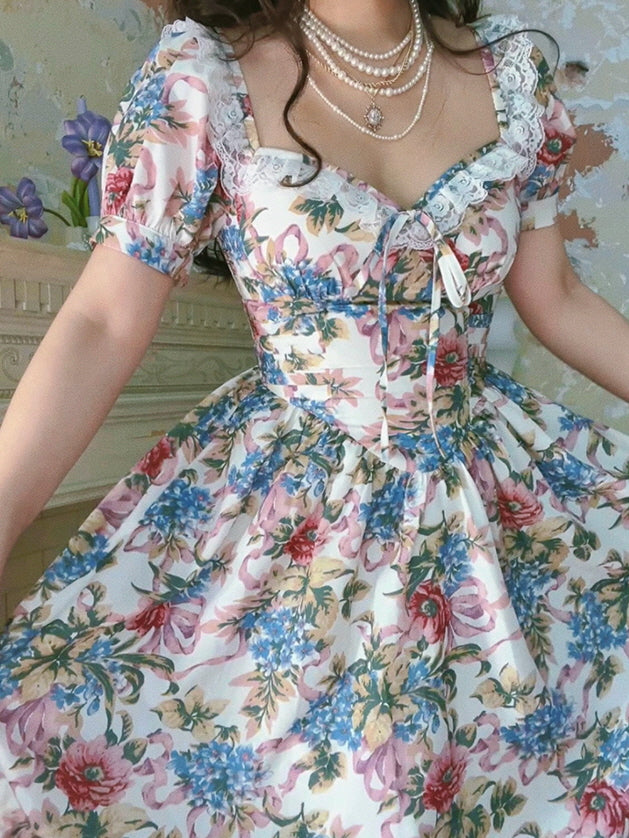 Romantic Vintage Garden Floral Dress
