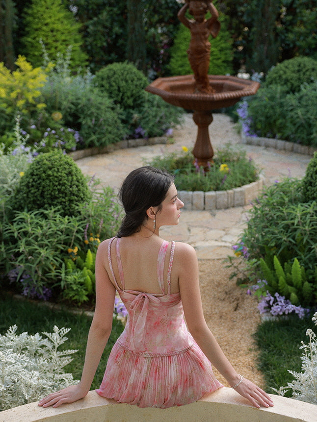 Watercolor Garden Corset Maxi Dress