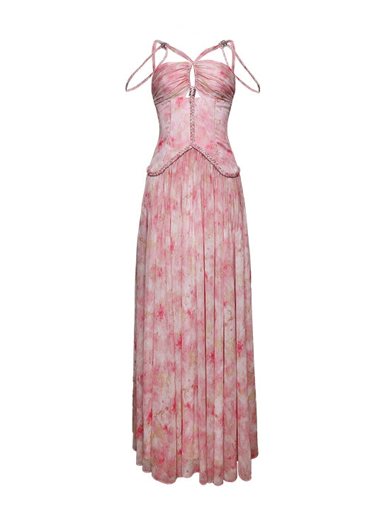 Watercolor Garden Corset Maxi Dress