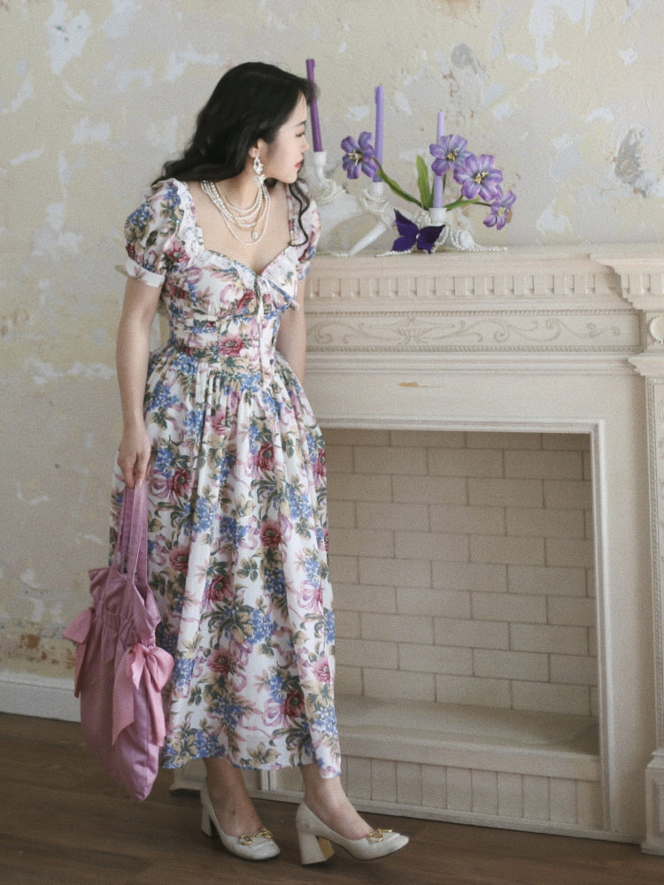 Romantic Vintage Garden Floral Dress