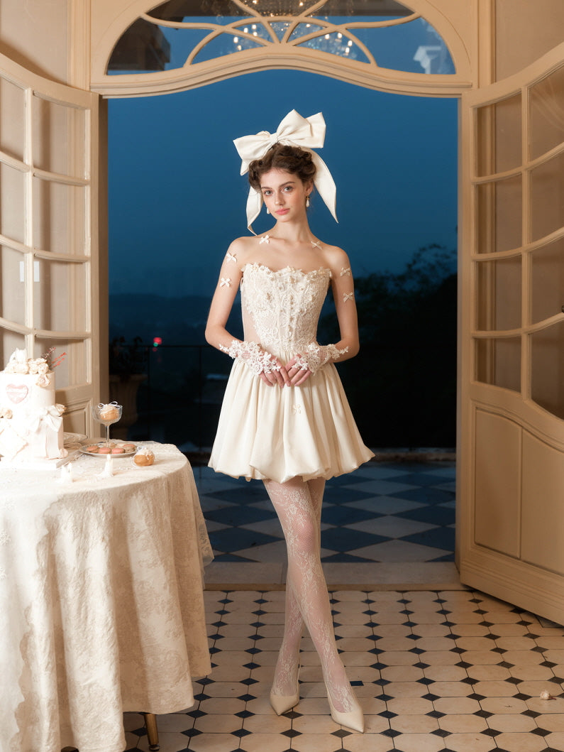 ワンピース YILON MADE Romantic bustier dress IVORY Josephine Maxi Dress - Ivory