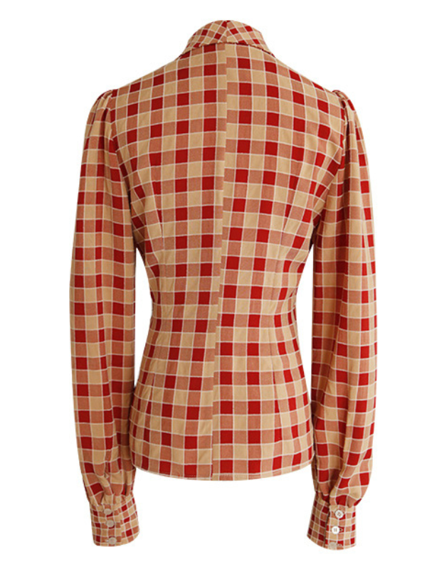 Plaid Vintage Bow Blouse